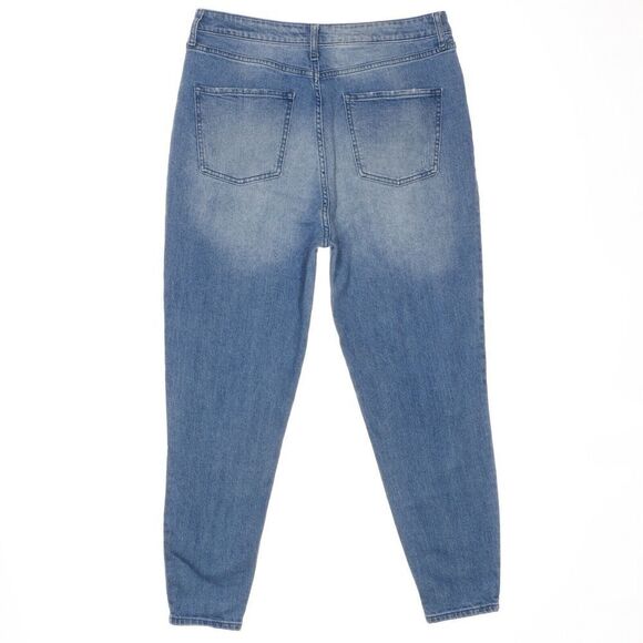 HT Denim Jeans Juniors Size 13 Mom Distressed Tapered Blue Stretch 32 x 26.5 - Picture 2 of 9